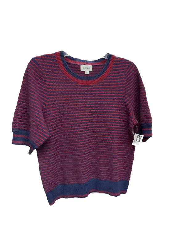 Sweater Short Sleeve By Evereve In Red & Blue, Size: L