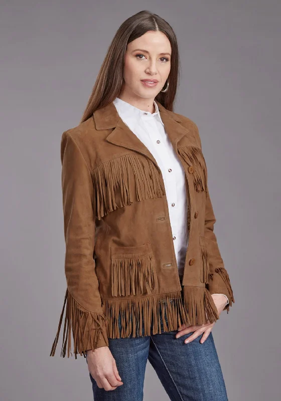 Women's Workout Clothing Stetson Womens Fringe Ginger Suede Leather Jacket