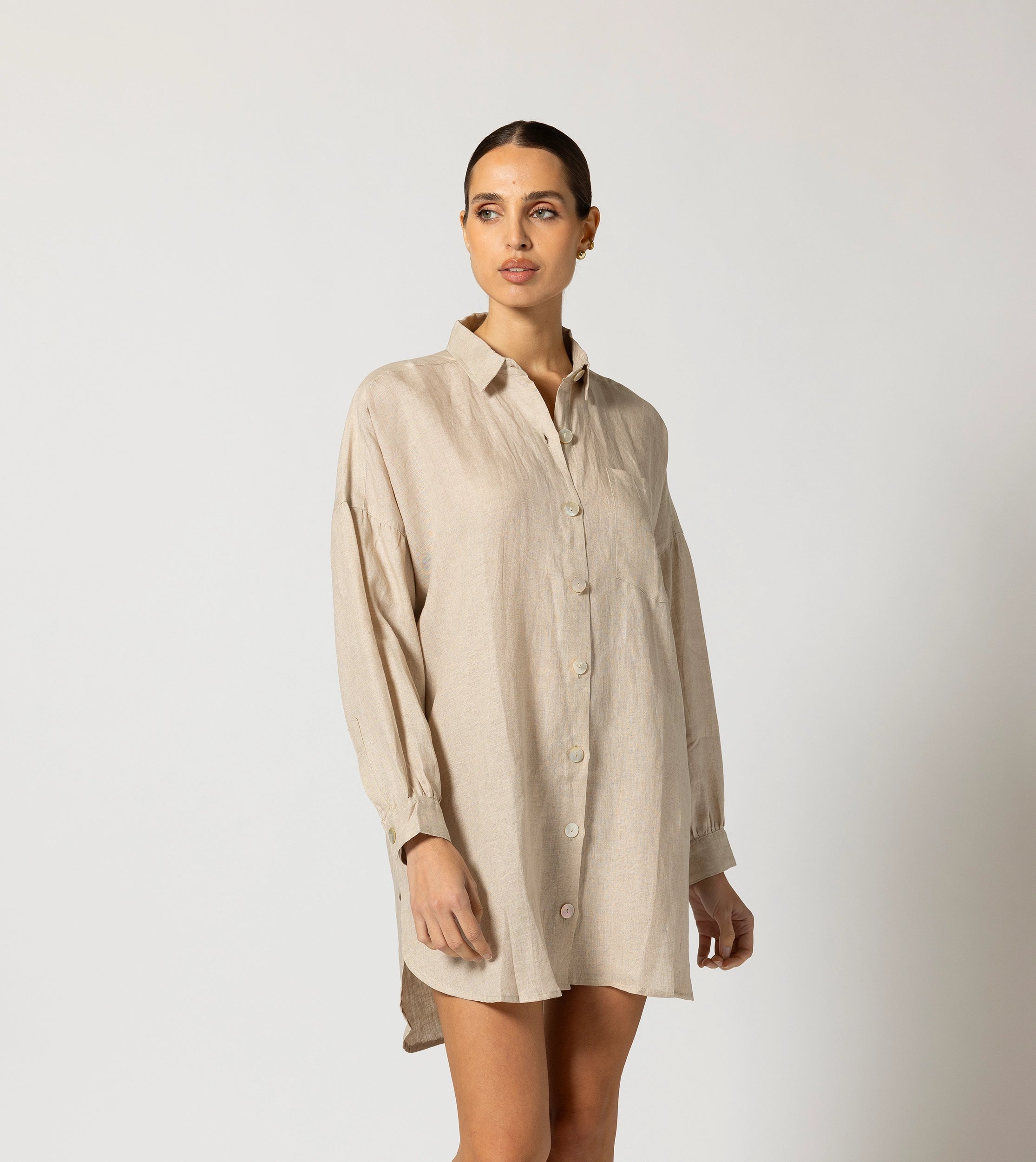 Urban Fashion Women's Transitional Outfit Nusa Button Up | Oatmeal