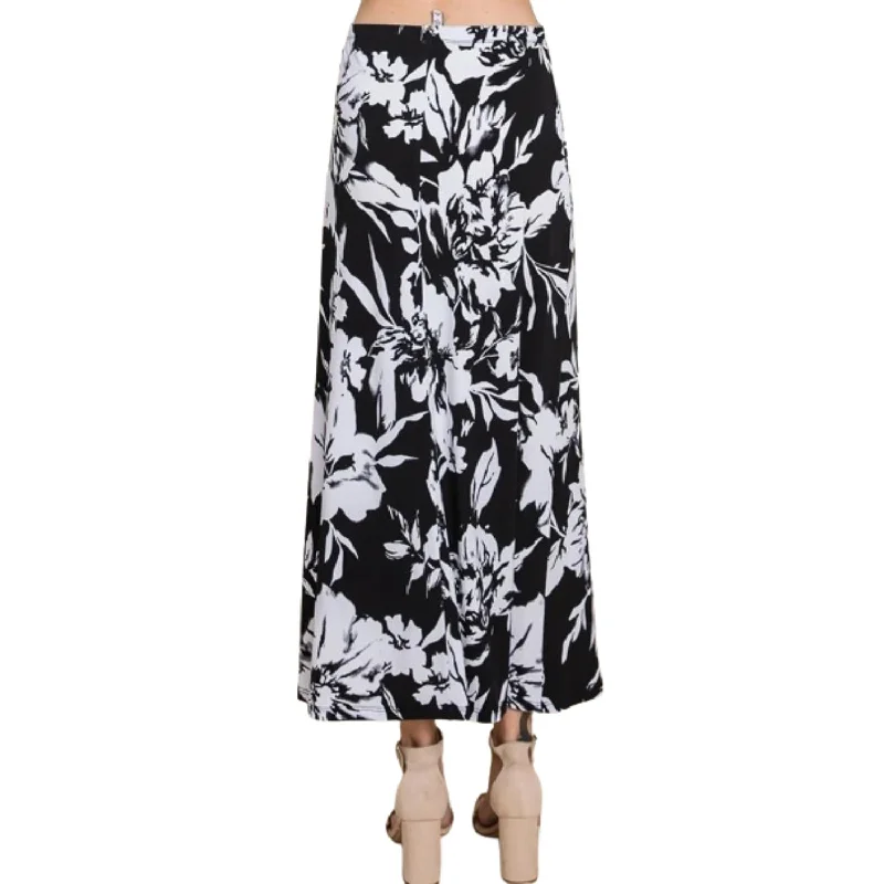 Timeless Women's Garments Floral Printed Maxi Skirt With Elastic Waistband