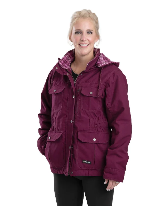 Casual Outfit For Women Berne Apparel Womens Softstone Duck Barn Plum 100% Cotton Cotton Jacket