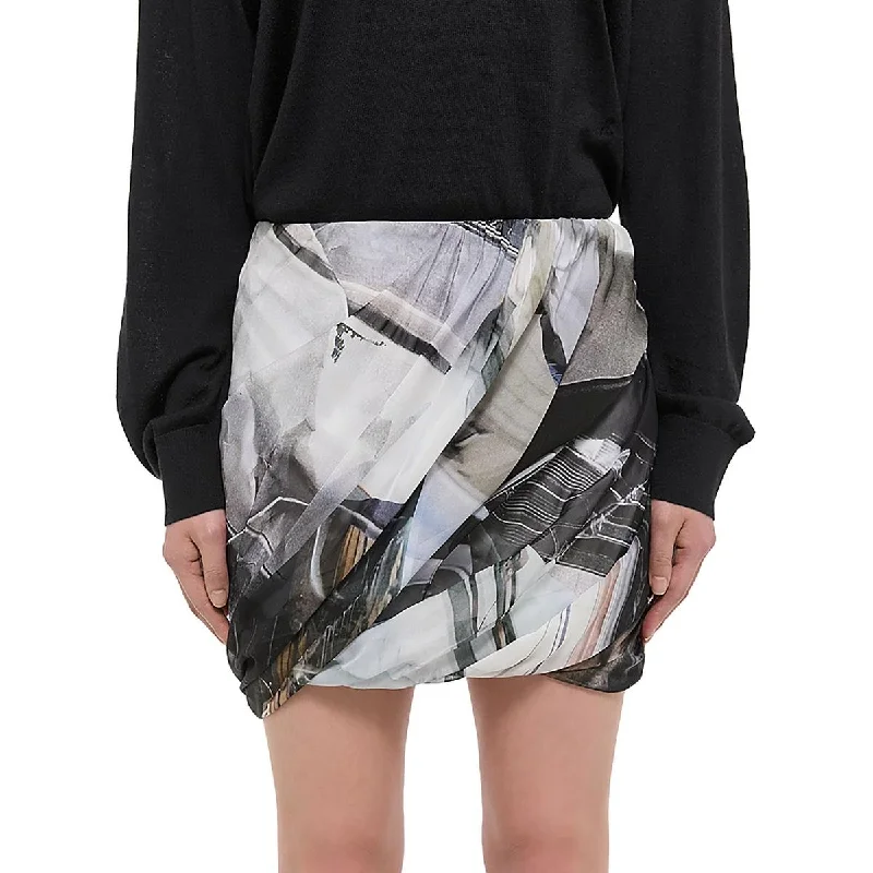 Women's Plus-Size Outfit Womens Silk Bubble Mini Skirt