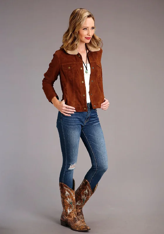 Chic Clothing For Women Stetson Womens Ginger Brown Leather Suede Jean Jacket