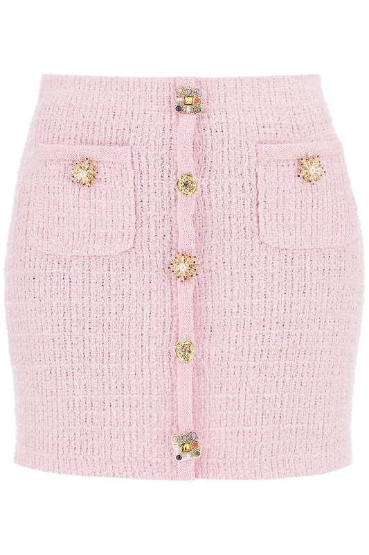 Women's Clothing For Holiday Travel Self Portrait Women's 'Knitted Mini Skirt With Jewel Buttons