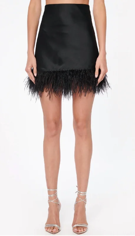 Women's Layered Outfit Aviva Feather Mini Skirt In Black