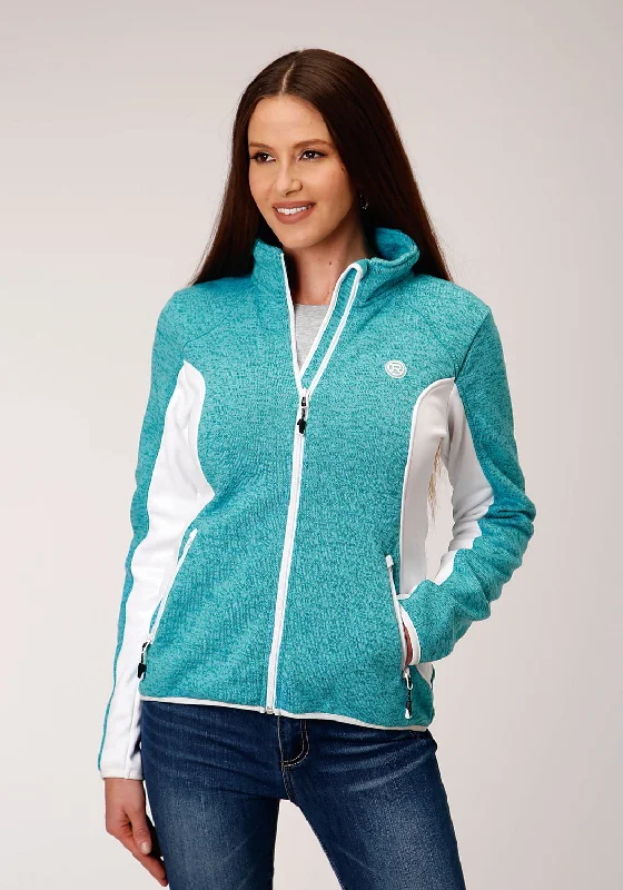 Timeless Women's Clothing Roper Womens Melange Aqua Polyester Fleece Jacket