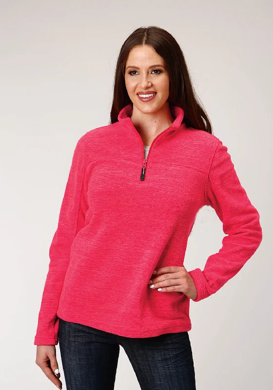 Casual Chic Women's Clothes Roper Womens Neon Pink Polyester Micro Fleece Jacket