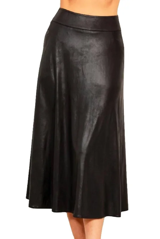 Women's Everyday Garments Vegan Leather Long Skirt In Black