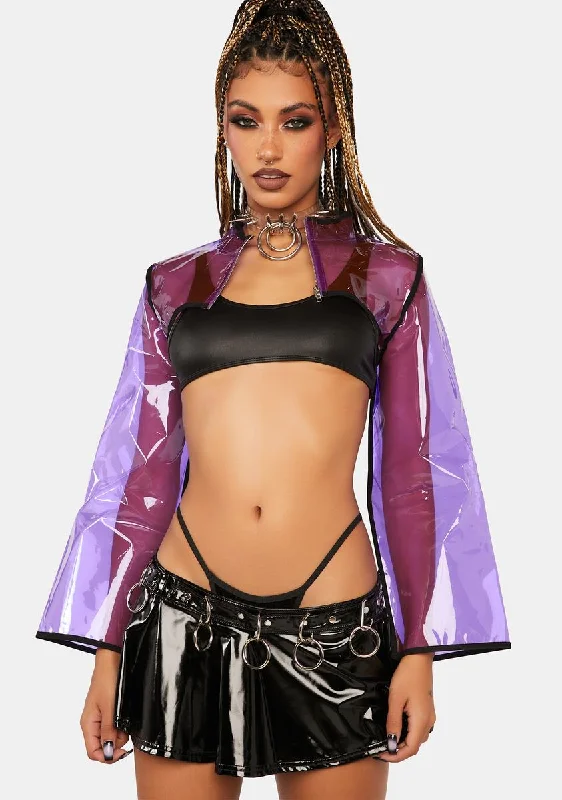 Women's Formal Event Clothing Astro Vision Vinyl Shrug Jacket