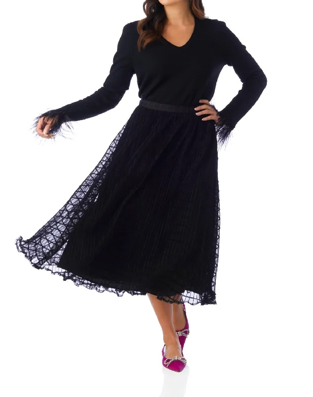 Elegant Clothing For Women Daisy Skirt In Black Tulle Check