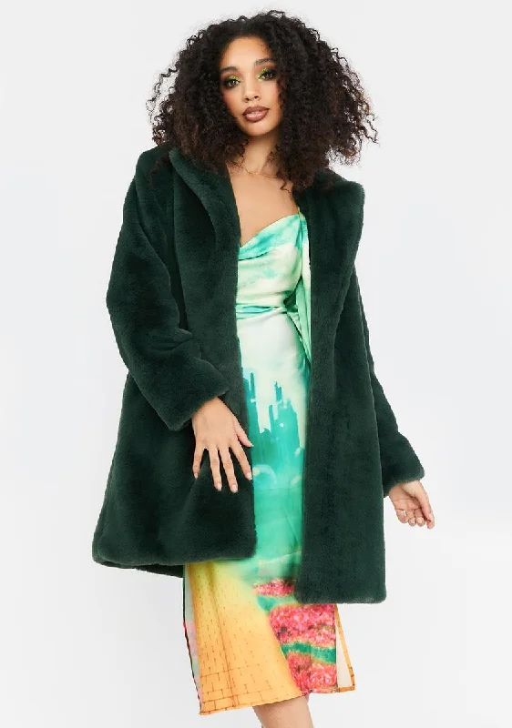 Affordable Women's Clothing City Of Emeralds Faux Fur Coat