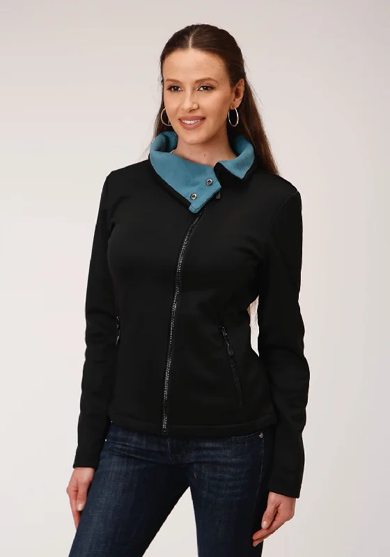 Women's Clothing Sets Roper Womens Black Polyester Teal Fleece Jacket