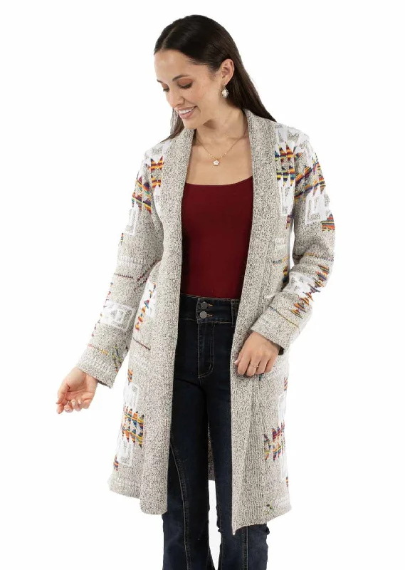 Women's Floral Print Outfit Scully Womens Open Front Cardigan Oatmeal 100% Acrylic Duster Sweater