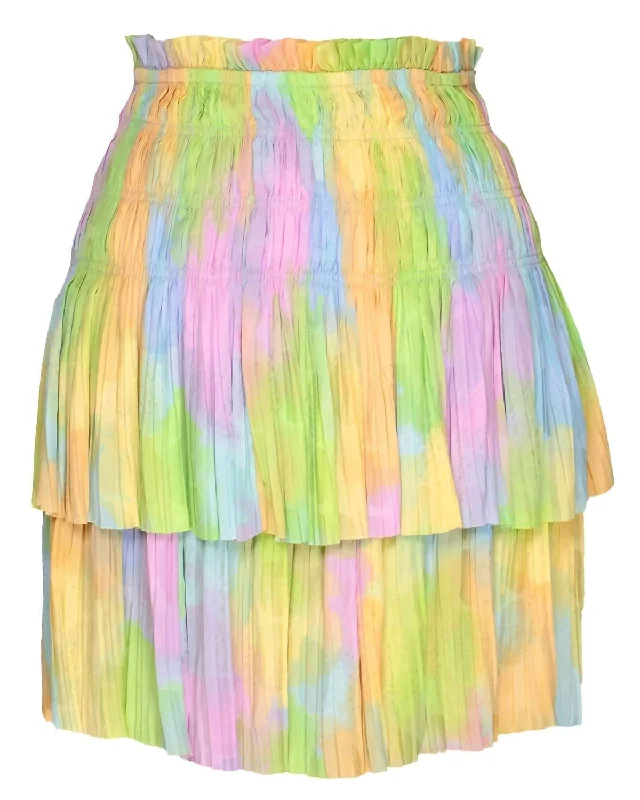 Comfortable Women's Clothing Women's Cotton Candy Pleated Mini Skirt In Multicolor