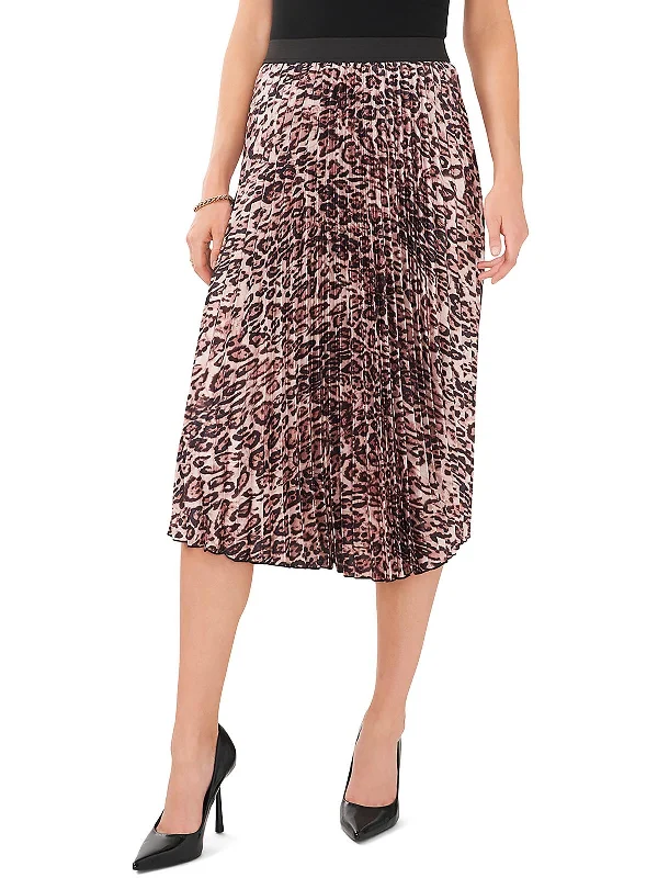 Women's Charming Outfit For Events Womens Midi Animal Print Pleated Skirt