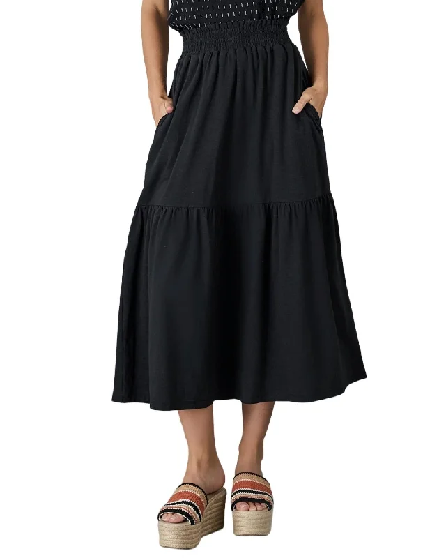 Women's High-Fashion Attire Signature Midi Skirt In Black Beauty