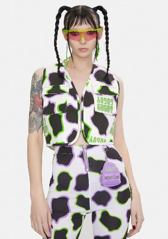 Women's Timeless Attire Cow Print Utility Vest