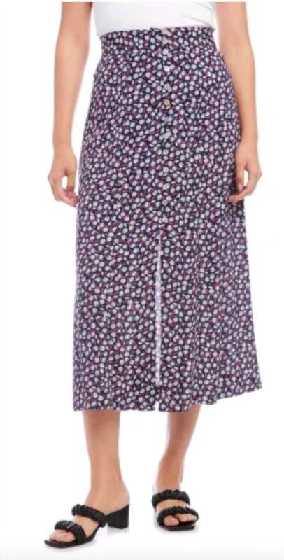 Affordable Luxury Women's Apparel In Full Bloom Button Front Skirt In Daisy