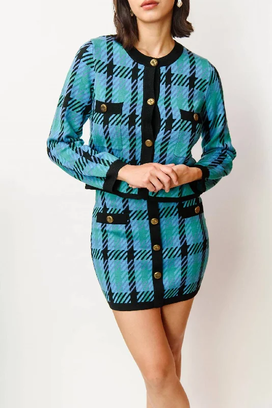 Casual Clothes For Women Fannie Plaid Mini Skirt In Blue/black