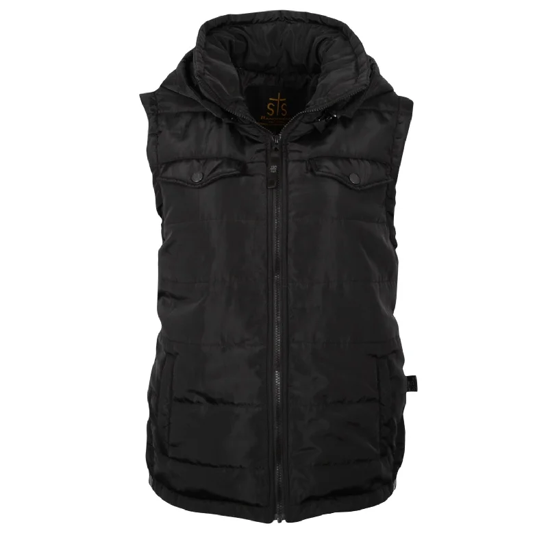 Women's Sporty Clothes STS Ranchwear Womens Crazy Jane Black 100% Polyester Softshell Vest