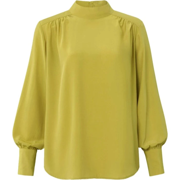 Chic Styles Comfortable Outfit For Women High neck avocado green top