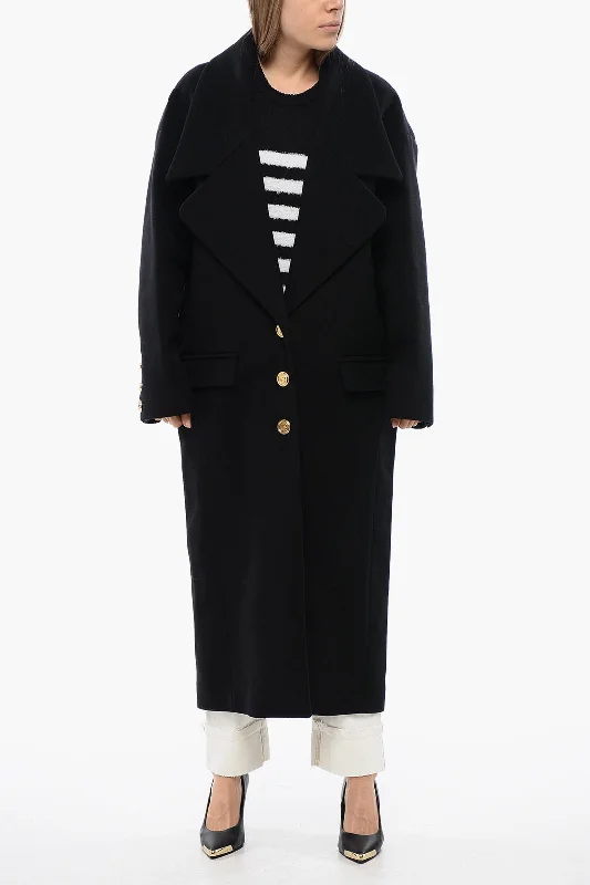 Women's Clothing For Special Occasions Balmain Virgin Wool Coat With Maxi Lapel