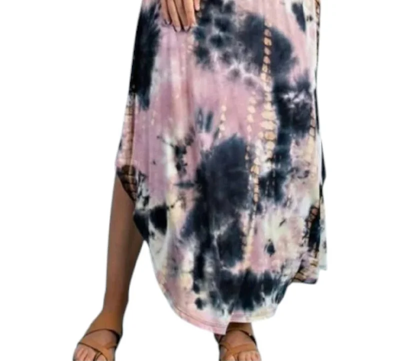 Women's Outerwear Clothing Tie Dye Smocked Waistband Maxi Skirt In Multi Color