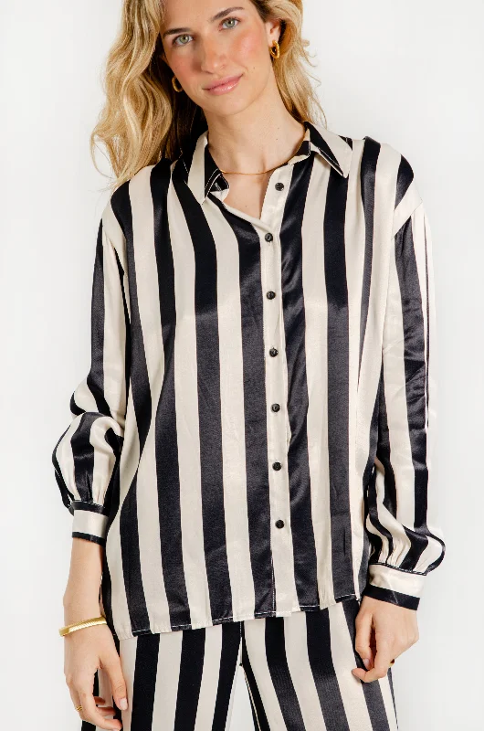 Flash Sale Now Fashionable Women's Clothing TATIANA SHIRT // BLACK STRIPES