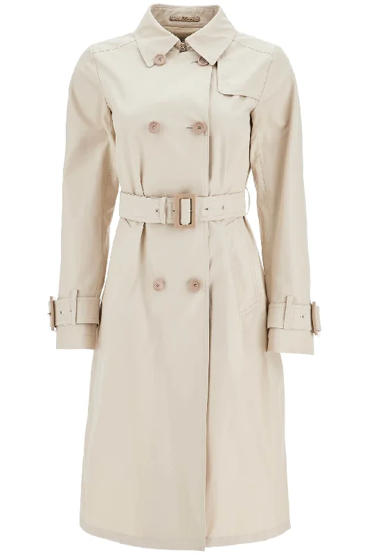 Women's Athletic Outfit Herno Women's  Cotton Double-Breasted Trench Coat With Adjustable Sleeves