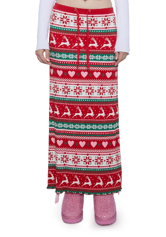 Women's Clothing Apparel Snowy Soiree Knit Maxi Skirt