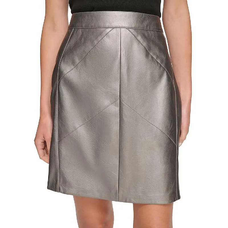 Affordable Fashion Clothing For Women Womens Faux Leather Chevron Seam Pencil Skirt