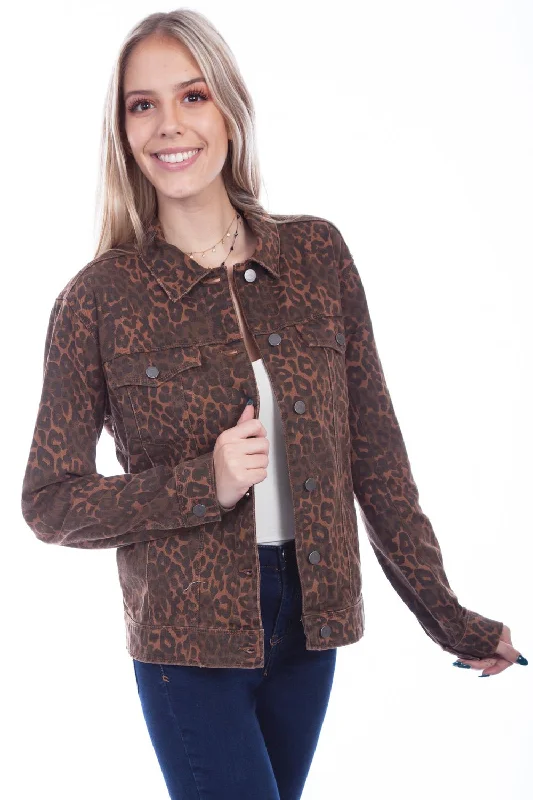 Women's Tailored Outfit Scully Womens Leopard Cotton Blend Jean Denim Jacket