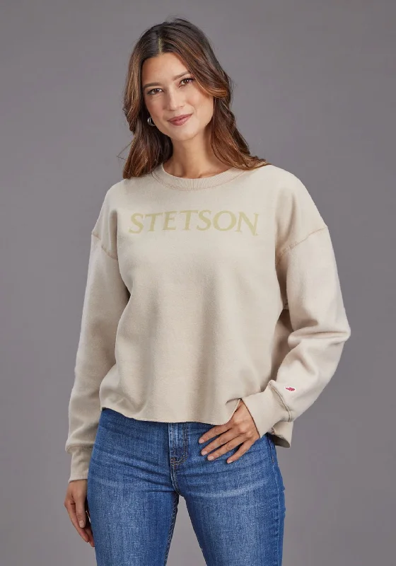 Women's Evening Wear Outfit Stetson Womens Midi Length Beige Cotton Blend Pullover Sweater