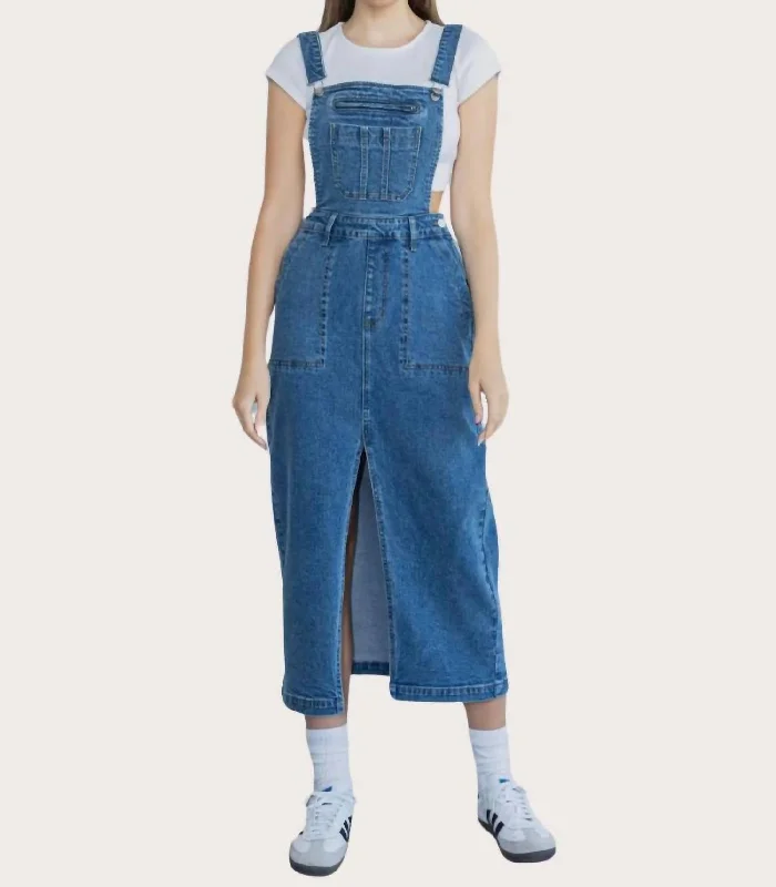 Women's Seasonal Clothing Dungaree Overall Skirt In Blue