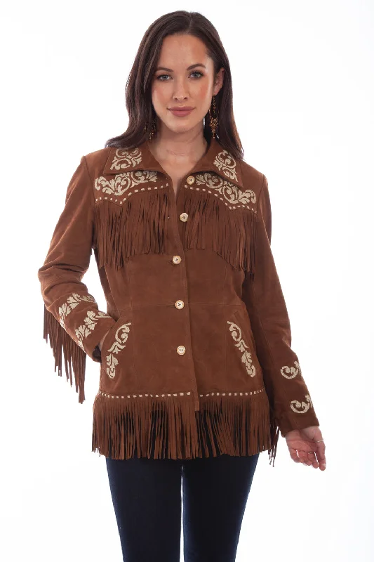 Women's Active Garments For Workouts Scully Womens Cinnamon Leather Western Fringe Jacket