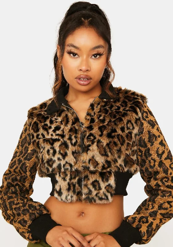 Fashionable Women's Casual Apparel Untamed Leopard Print Jacket