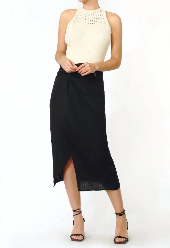 Charming Women's Garments Brenda Pareo Midi Skirt In Black