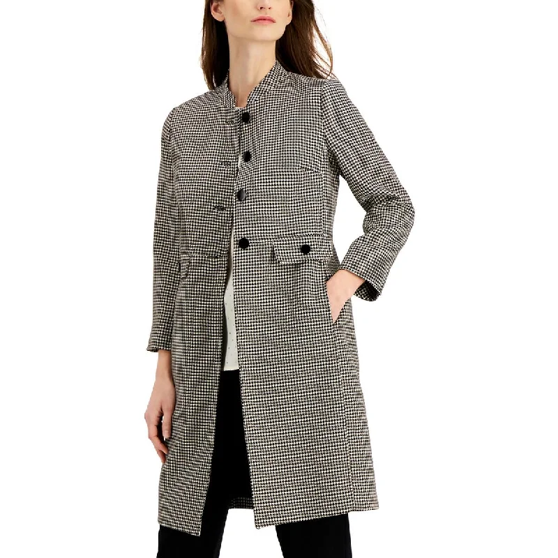 Charming Everyday Clothing For Women Womens Houndstooth Long Pea Coat