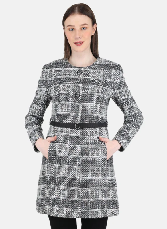 Women's Elegant Clothes Women Black Check Coat