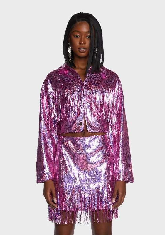 Women's Transitional Apparel Candy Blindin' Baddie Sequin Jacket