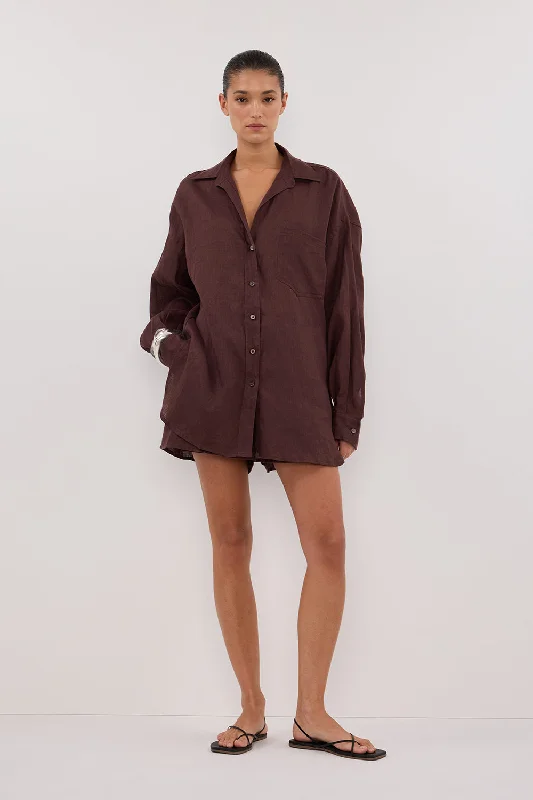 Feminine Luxe Style Sale LUNE WALNUT LINEN SHIRT