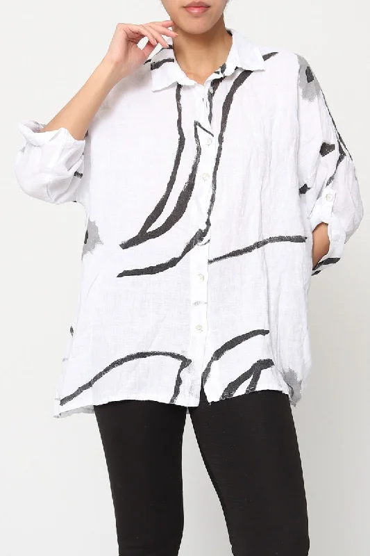 Limited Stock, Big Sale 100% Linen Abstract Top - 20090/3