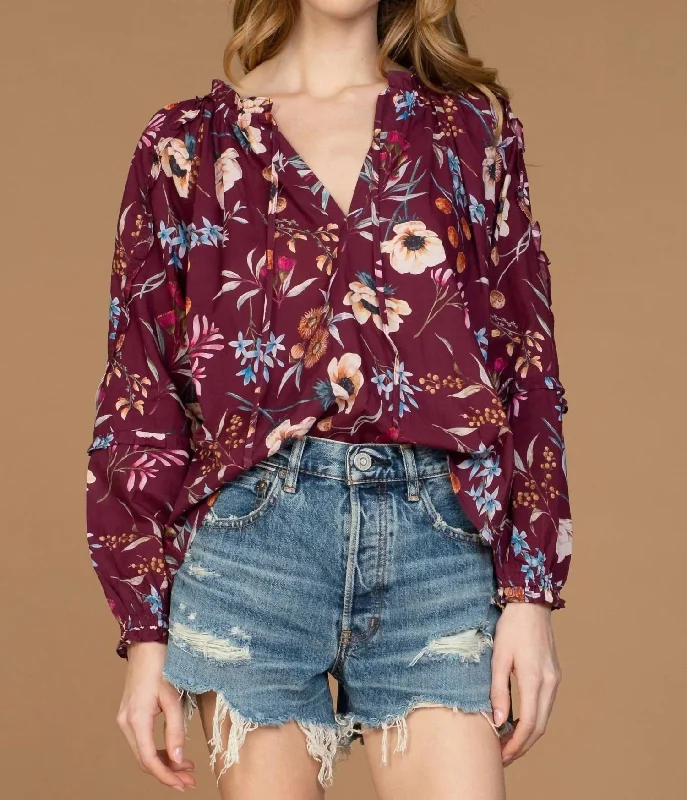 Relaxed Style The Davis Top In Anemone Raspberry