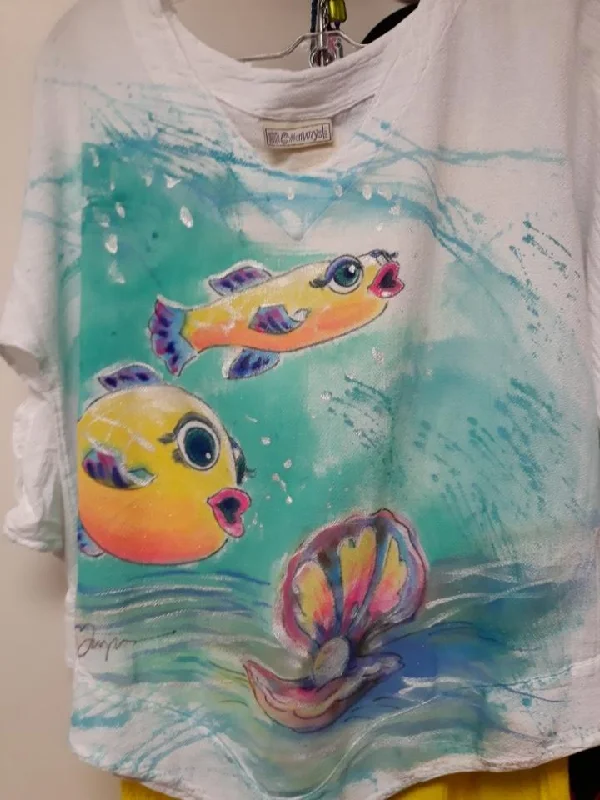 The Good Stuff Pufferfish Hand-Painted Top