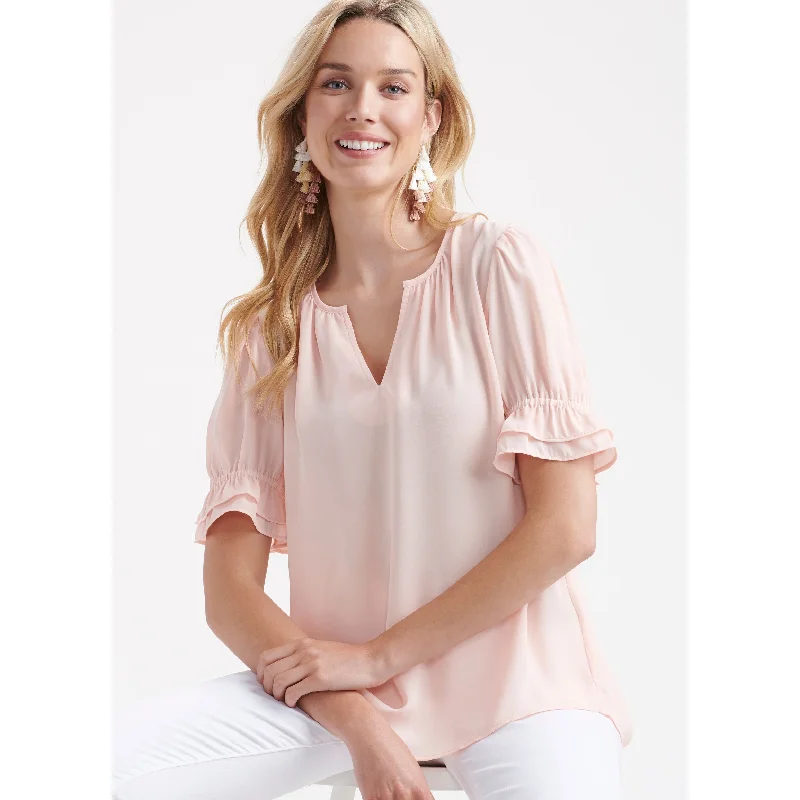 Special Offers Charlie Paige V-neck Top with Ruffle Sleeve