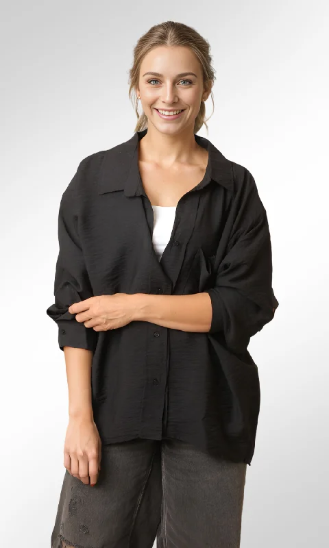 Style Redefined Free Size Women Basic Shirt (Black)