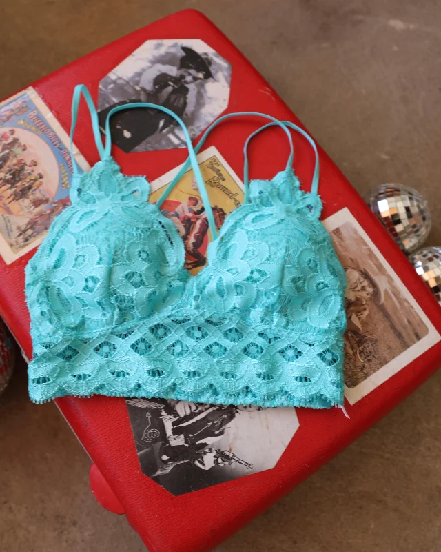 Gift Ideas "KC" Blue Radiance Scalloped Lace Bralette: Small