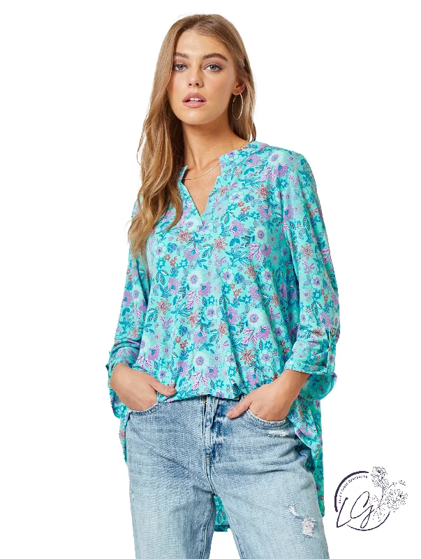 Fashion Essentials Mint Floral Lizzy Top