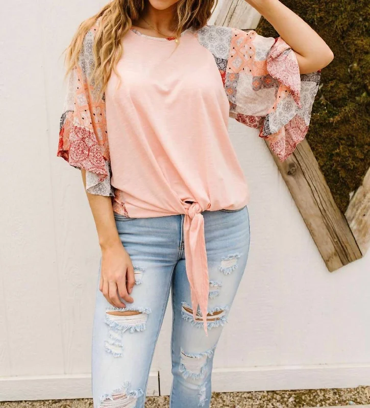 Affordable Trendy Fashion Patricia Patchwork Top In Peach