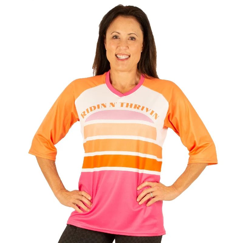 Feminine Luxe Style Sale Ridin' N' Thrivin Rally 3/4 Sleeve MTB Jersey